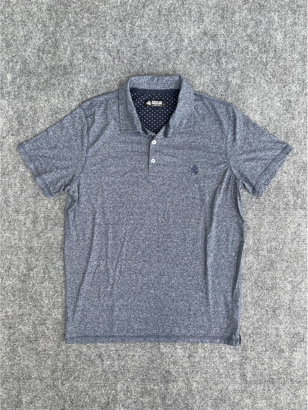 Rugby University Mens Polo Shirt Large Short Sleeve Gray Comfort Fit Collard